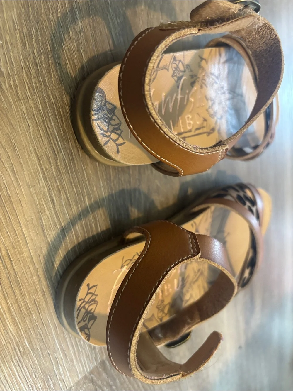 Kids Brown Leopard-Accent Sandals